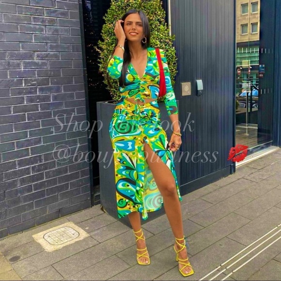 ZARA Crop Top with Headband + Draped Skirt 3pc Set - Picture 3 of 8